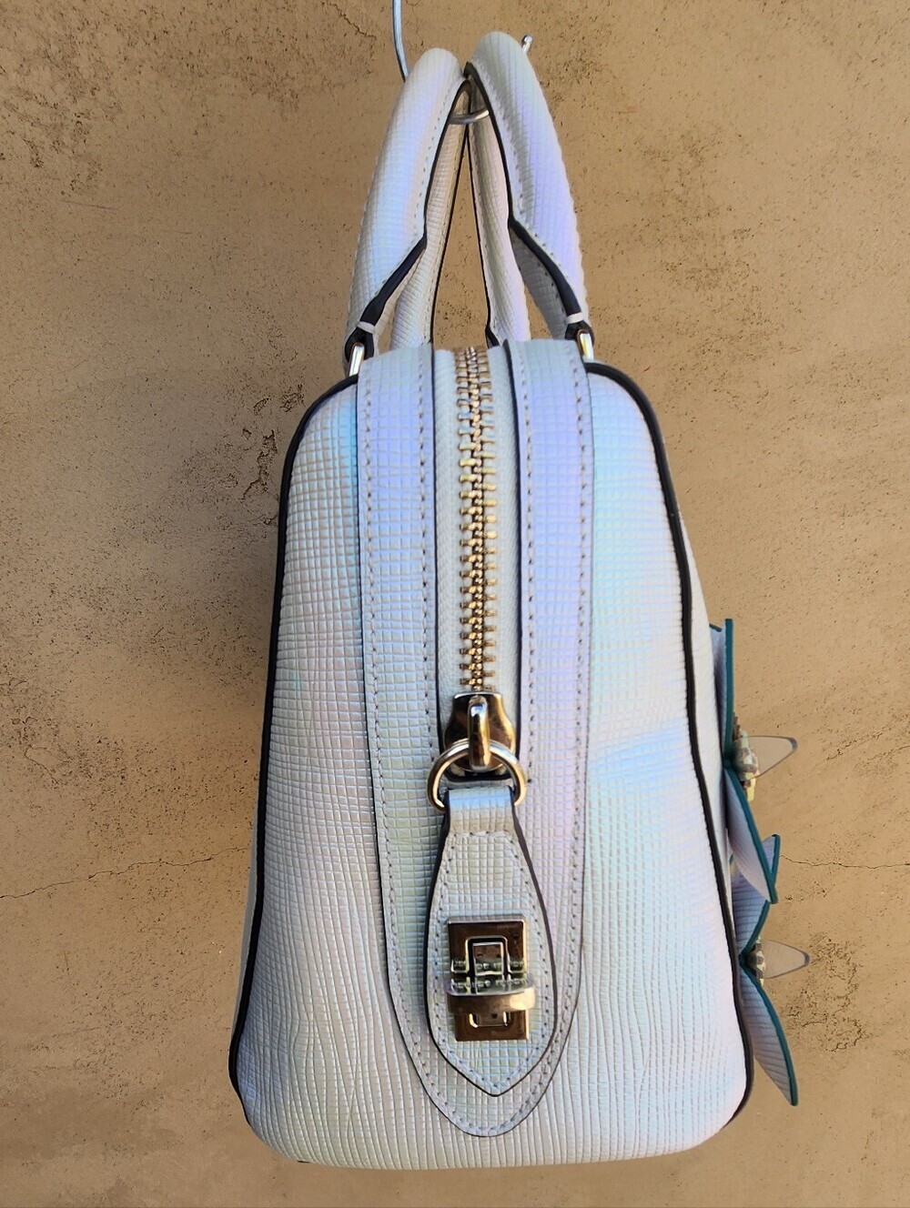 Henri Bendel Iridescent Teal Floral Satchel - NWOT - RARE - Picture 7 of 14